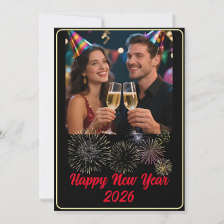 Cartes Pour Fêtes Annuelles Customisable Photo Fireworks Happy New Year 