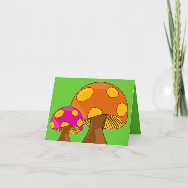 Cartes Pour Fêtes Annuelles Customizable Retro Mushrooms Note Card (Devant)