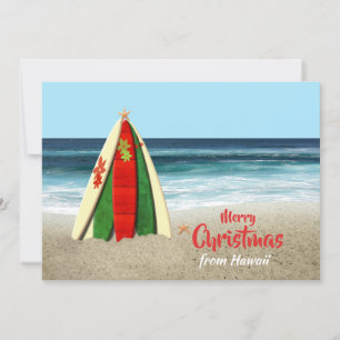 Cartes Pour Fêtes Annuelles Customizable Surfboards on Beach Christmas