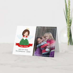 Cartes Pour Fêtes Annuelles Cute Angel Famille Joyeux Vacances Photo