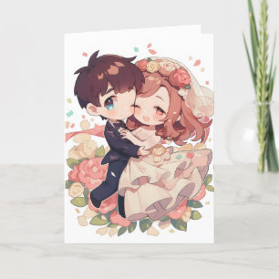 Cartes Pour Fêtes Annuelles Cute Anime Couple Mariage