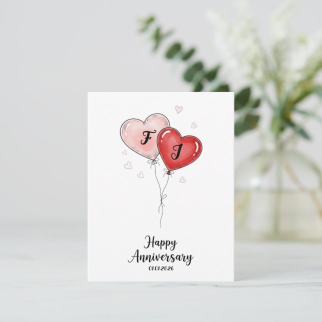 Cartes Pour Fêtes Annuelles Cute Anniversary Card Personalized Couple Gift (Debout devant)