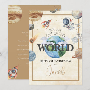 Cartes Pour Fêtes Annuelles Cute Aquarelle Astronaut Espace Saint Valentin