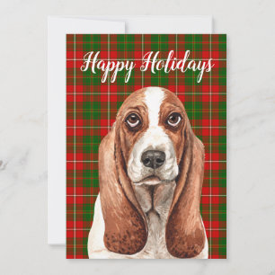 Cartes Pour Fêtes Annuelles Cute aquarelle Basset Hound personnalisée