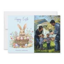 Cute aquarelle lapin et Oeuf de Pâques photo flora