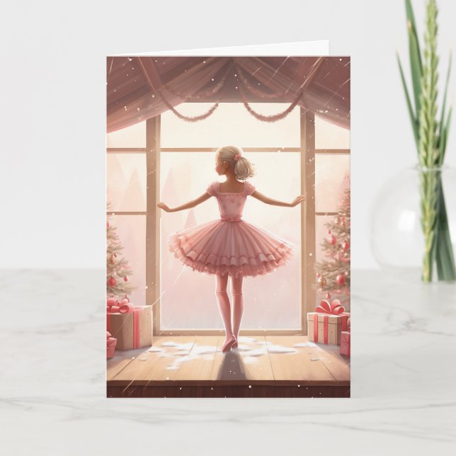 Cartes Pour Fêtes Annuelles Cute Ballerina Pink Room Chic hiver Noël (Devant)