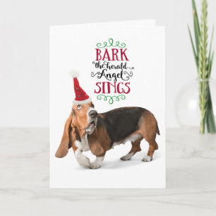 Cartes Pour Fêtes Annuelles Cute Basset Hound avec Santa Hat Holiday