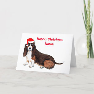 Cartes Pour Fêtes Annuelles Cute Basset Hound Santa Hat Noël