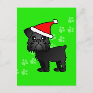Cartes Pour Fêtes Annuelles Cute Black Brussels Griffon Cartoon Santa Hat