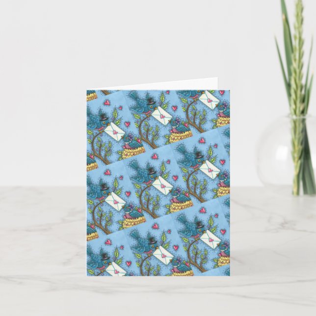 CARTES POUR FÊTES ANNUELLES CUTE BLUEBIRD SWEETHEARTS, INSÉPARABLE VALENTINE (Devant)
