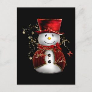 Cartes Pour Fêtes Annuelles Cute bonhomme de neige en Velours rouge Noël