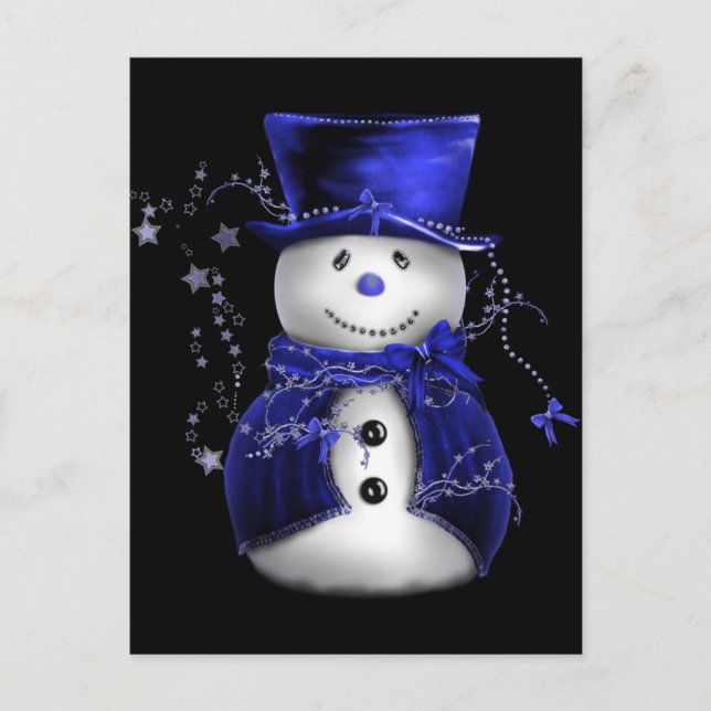 Cartes Pour Fêtes Annuelles Cute bonhomme en velours bleu Noël (Devant)