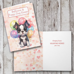 Cartes Pour Fêtes Annuelles Cute Boston Terrier avec Balloons Valentine Card