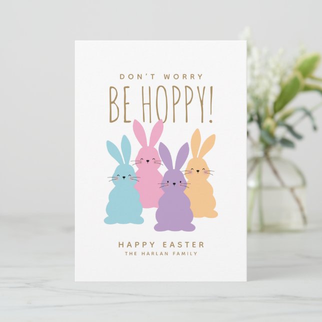 Cartes Pour Fêtes Annuelles Cute Bunnies Pâques Personnalisé (Debout devant)