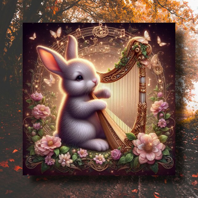 Cartes Pour Fêtes Annuelles Cute Bunny Imaginaire Floral Art Nouveau Pâques (Créateur téléchargé)