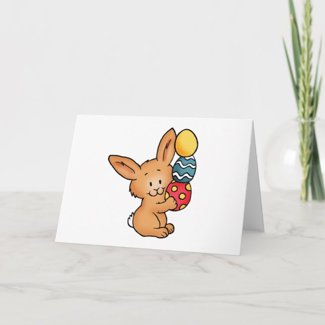 Cartes Pour Fêtes Annuelles Cute Bunny with pile of eggs (Devant)