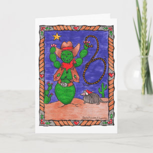 Cartes Pour Fêtes Annuelles Cute Cactus Cowboy Armadillo Texas Noël