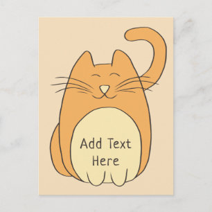 Cartes Pour Fêtes Annuelles Cute Cartoon Chat Ajouter un nom   Beige