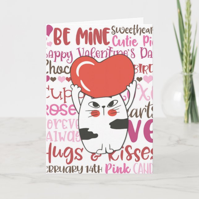 Cartes Pour Fêtes Annuelles Cute Cartoon Chat Saint-Valentin (Devant)