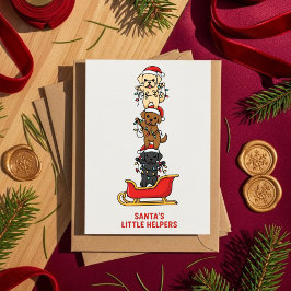 Cartes Pour Fêtes Annuelles Cute Cartoon Dog Christmas Card – Santa Helpers