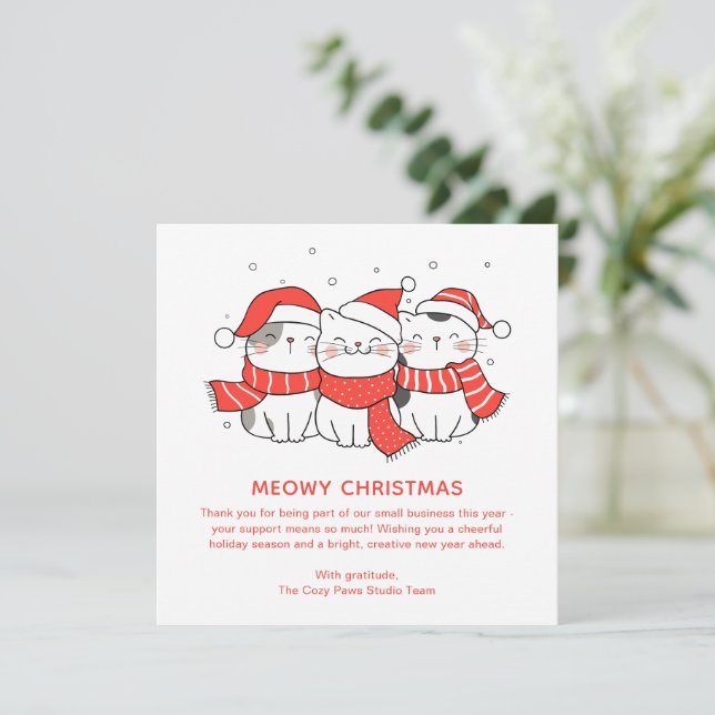Cartes Pour Fêtes Annuelles Cute Cat Lovers Christmas Playful Business (Debout devant)