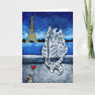 Cartes Pour Fêtes Annuelles Cute Cat Mouse Paris Valentine Holiday Love card