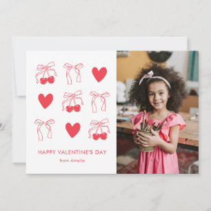 Cartes Pour Fêtes Annuelles Cute Cherry Coquette Bow Rouge Saint Valentin Phot
