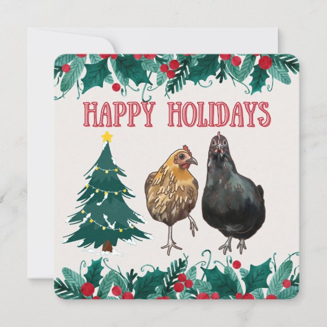 Cartes Pour Fêtes Annuelles Cute Chicken Holiday Card (Devant)