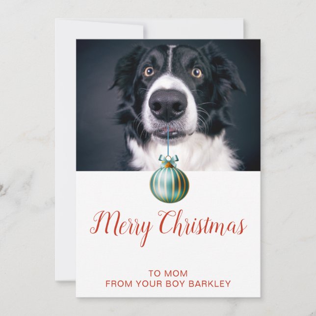 Cartes Pour Fêtes Annuelles Cute Chien Photo Joyeux Noël Maman (Devant)