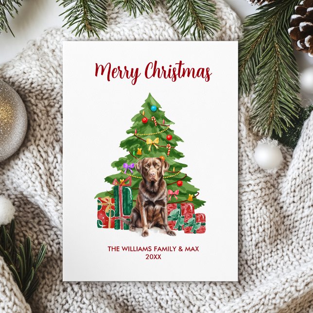 Cartes Pour Fêtes Annuelles Cute Chocolat Lab Personnalisé Chien Noël (Créateur téléchargé)