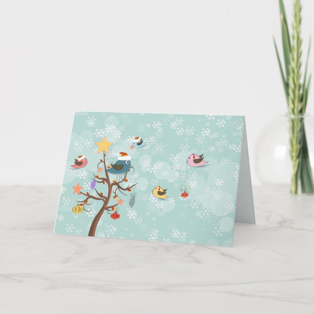 Cartes Pour Fêtes Annuelles Cute Christmas Birds Card (Devant)