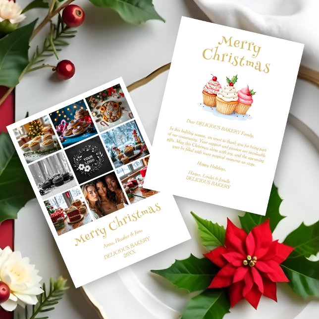 Cartes Pour Fêtes Annuelles Cute Christmas Cupcakes Collage 8 Photos Business  (Cute Christmas Cupcakes Collage 8 Photos Business Holidays Cards.)