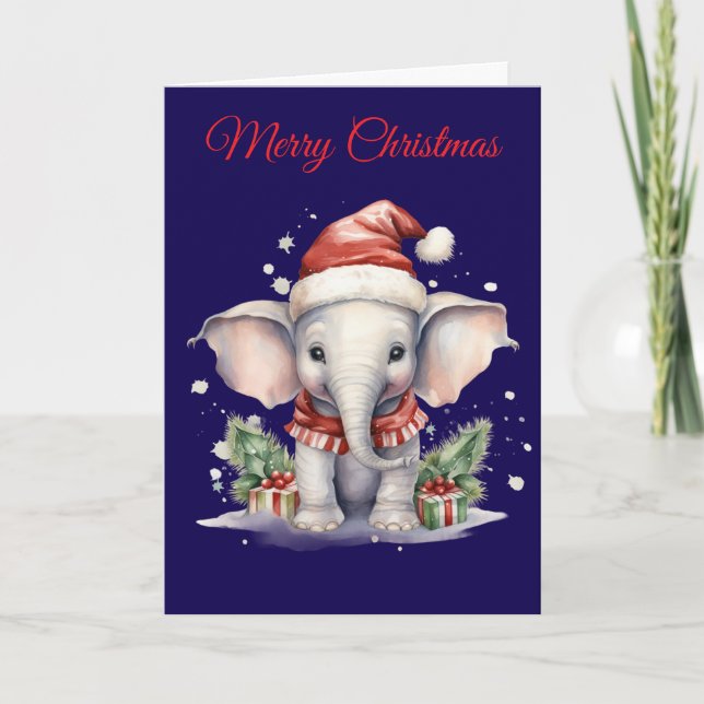 Cartes Pour Fêtes Annuelles Cute Christmas Elephant (Devant)
