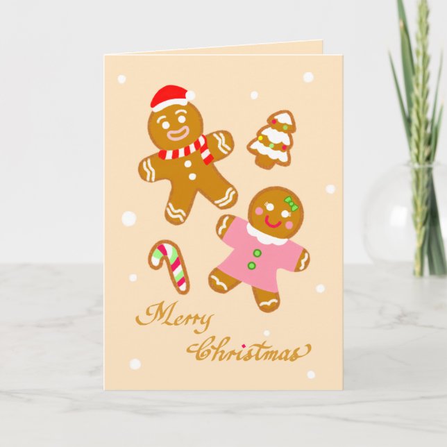 Cartes Pour Fêtes Annuelles Cute Christmas Gingerbread Custom Holiday Card  (Devant)