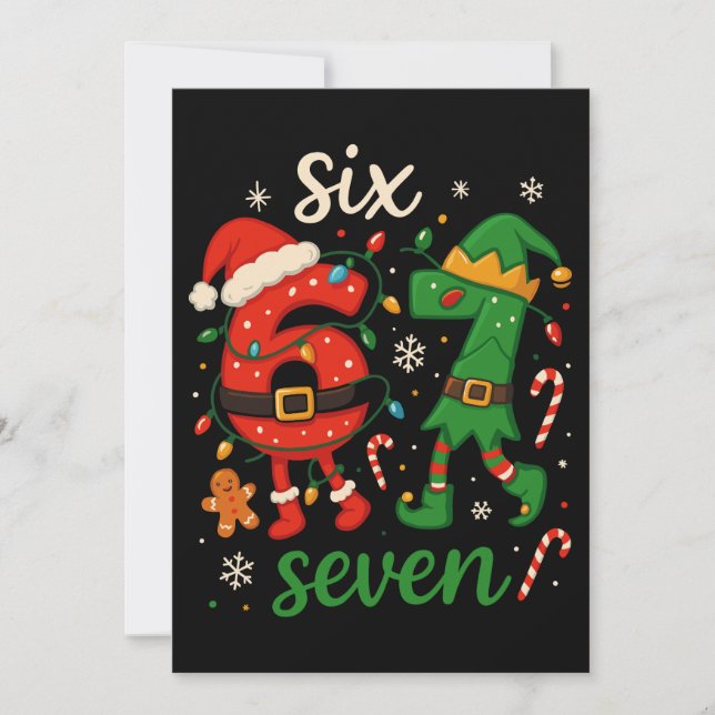 Cartes Pour Fêtes Annuelles Cute Christmas Six Seven Meme  (Devant)