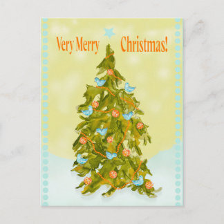 Cartes Pour Fêtes Annuelles Cute Christmas Tree with Blue Birds