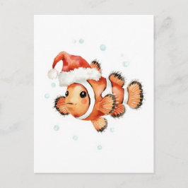 Cartes Pour Fêtes Annuelles Cute Clownfish in Santa Hat Xmas