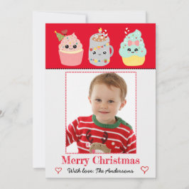 Cartes Pour Fêtes Annuelles Cute Colorée Kawaii Cupcakes Photo Noël