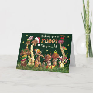 Cartes Pour Fêtes Annuelles Cute Colorful Festiful Champignons de champignons 