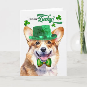 Cartes Pour Fêtes Annuelles Cute Corgi Chien Feelin' Lucky St Patrick's Day