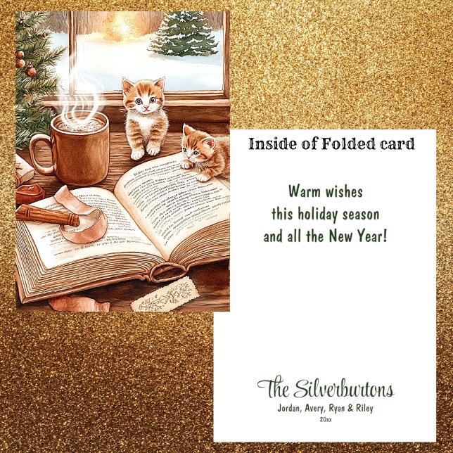 Cartes Pour Fêtes Annuelles Cute Cosy Kitten Aquarelle Noël (Créateur téléchargé)