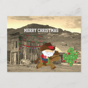 Cartes Pour Fêtes Annuelles Cute Cowboy Père Noël équitation Cheval Occident N
