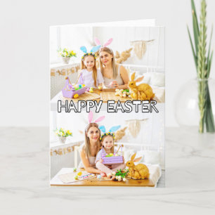 Cartes Pour Fêtes Annuelles Cute Custom 2 photos Famille Joyeux Pâques