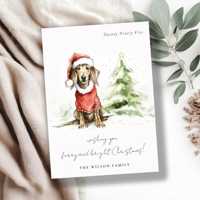 Cartes Pour Fêtes Annuelles Cute Dachshund Chien Furie et Noël brillant (Créateur téléchargé)