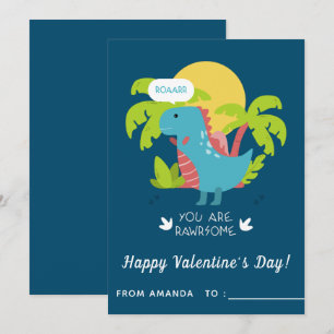 Cartes Pour Fêtes Annuelles Cute Dinosaur T-Rex Classe enfants Saint Valentin