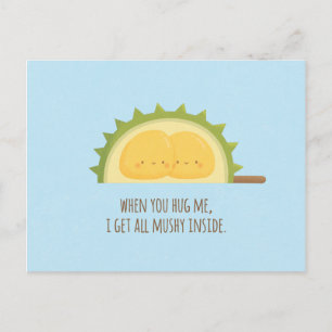 Cartes Pour Fêtes Annuelles Cute Durian Love Mushy Valentines Day Postcard