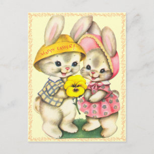 Cartes Pour Fêtes Annuelles Cute Easter Bunnies Kids Postcard