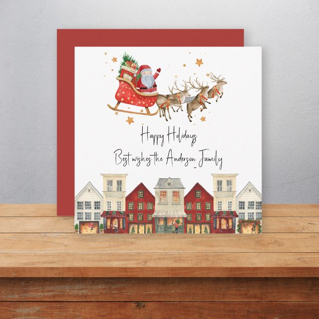 Cartes Pour Fêtes Annuelles Cute famille traditionnelle père Noël noël (Créateur téléchargé)