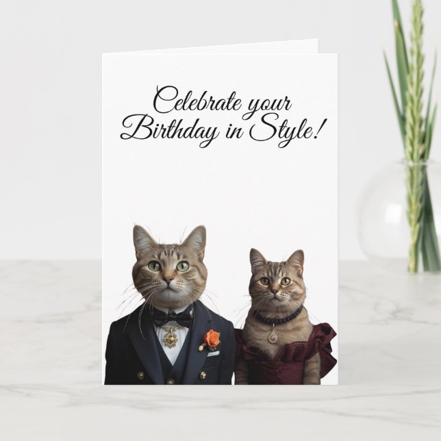 Cartes Pour Fêtes Annuelles cute fancy cats birthday love Folded Holiday Card (Devant)