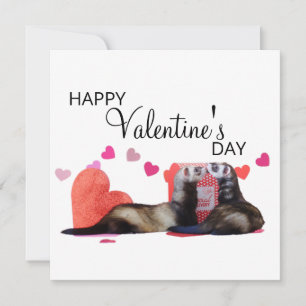 Cartes Pour Fêtes Annuelles Cute Ferret Saint Valentin Amour du Coeur